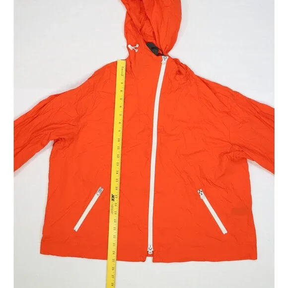 Rag & Bone Penn Windbreaker Jacket Mens Large Orange Hooded Nylon Rain - Picture 2 of 12